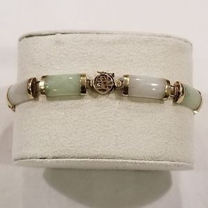 Vintage Multicolor Jadeite Bracelet - 10k - 7.5"